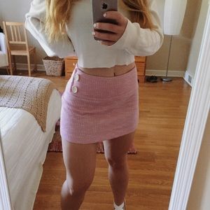 Vintage baby pink button corduroy knit skirt